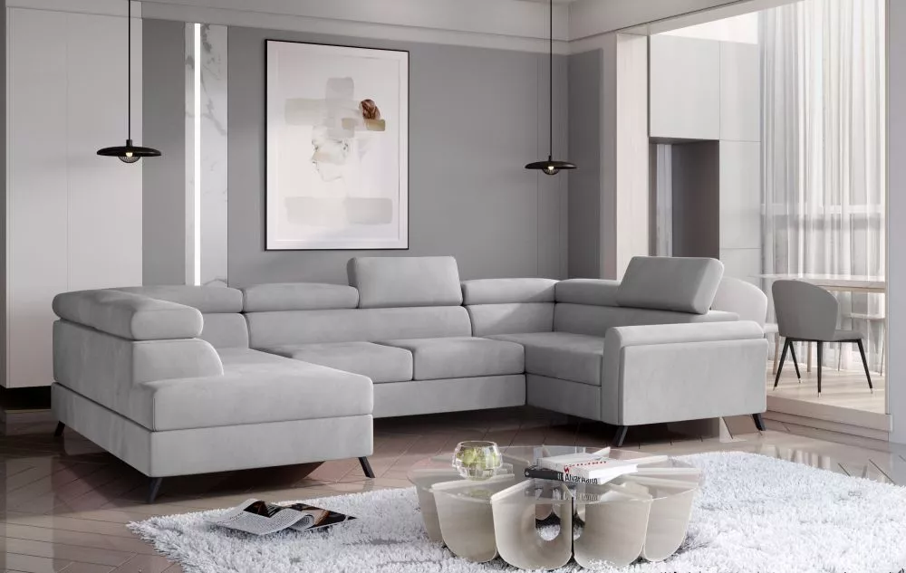 Dīvāns Escada Premium standard · Gaiši pelēks · 200 × 336 × 76 cm