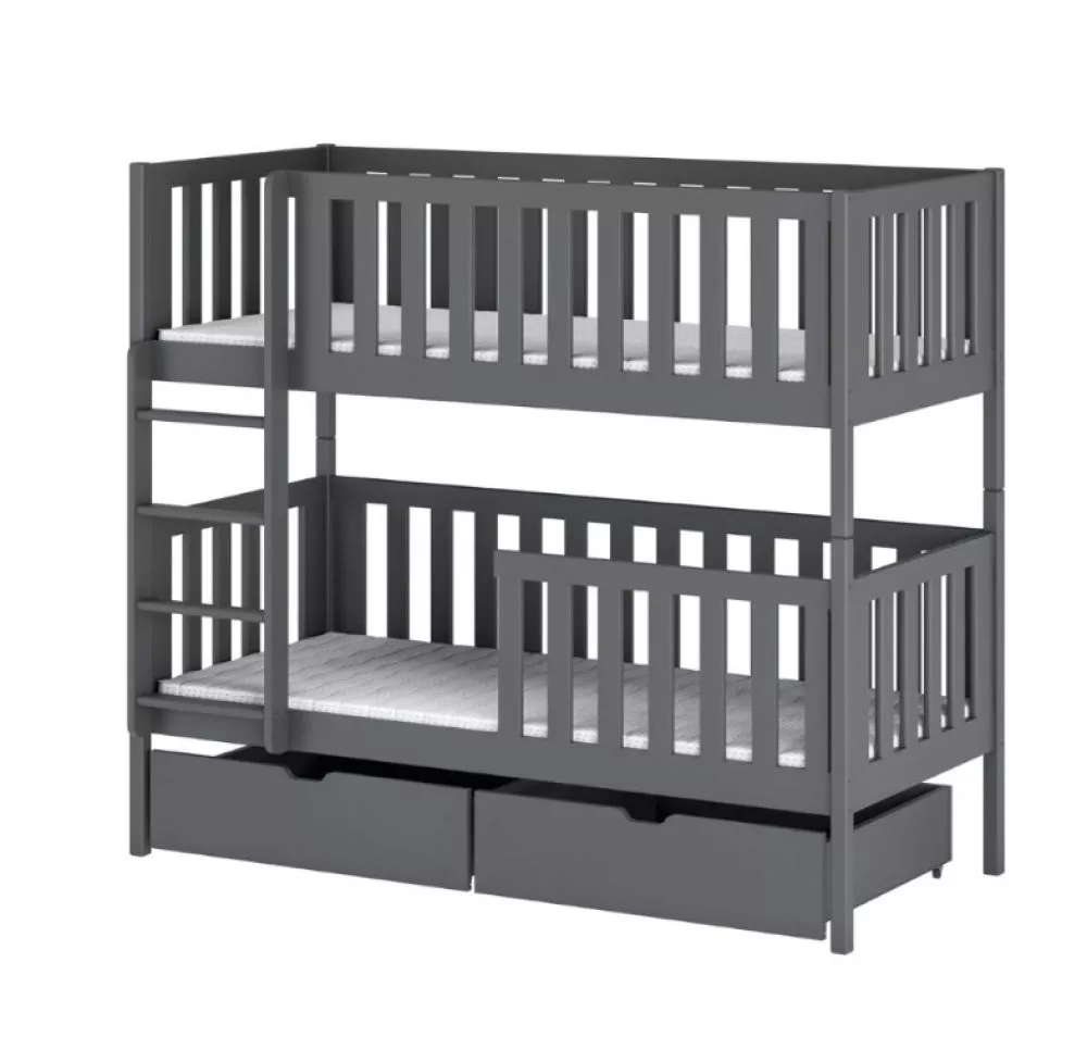 Bērnu gulta Michalina ar stelāžām Guļamvietas platums: 80 cm, Guļamvietas garums: 160 cm, · Grafīts · 87 × 168 × 164 cm
