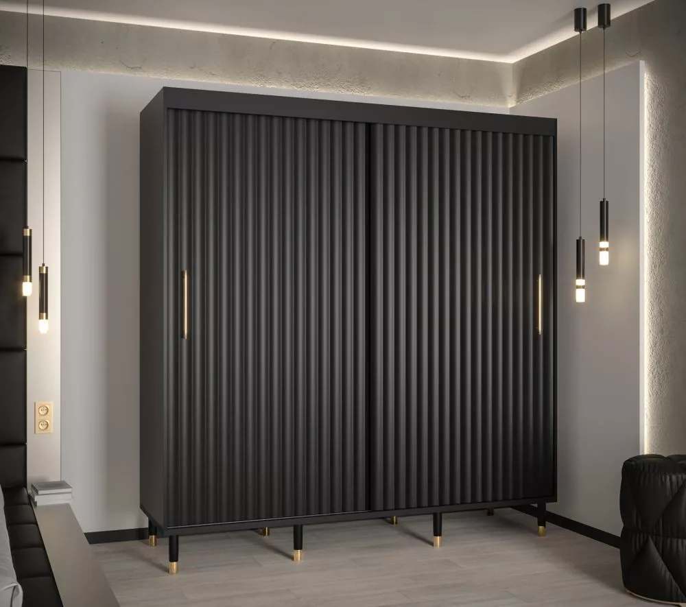 Skapis Calipso Wave 1 · Melns · 200 × 62 × 208 cm