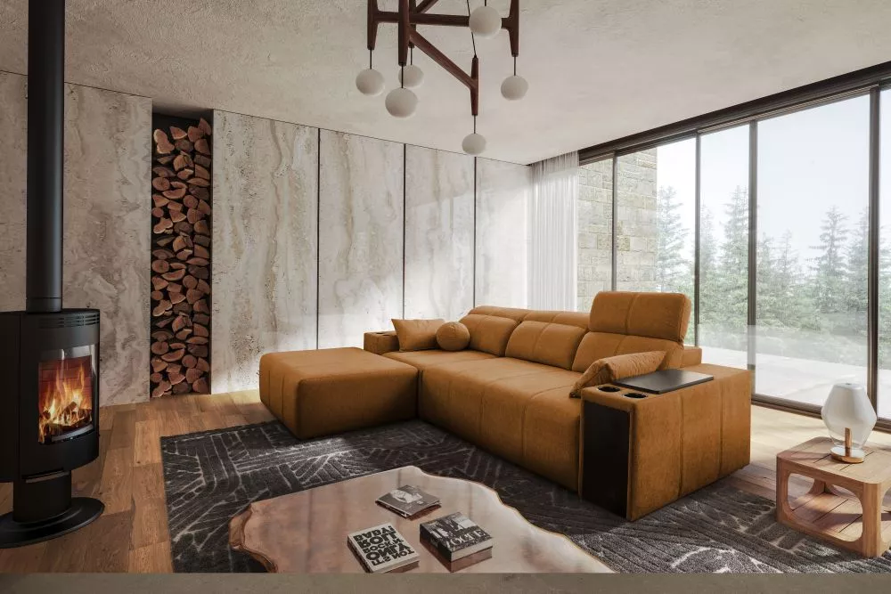 Dīvāns Mindy 1 Standard · Oranžs · 202 × 274 × 77 cm