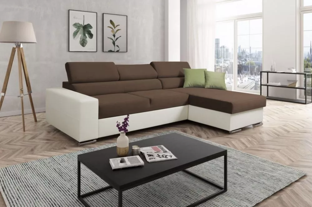 Dīvāns Lotus standard · Brūns + balts · 175 × 270 × 90 cm