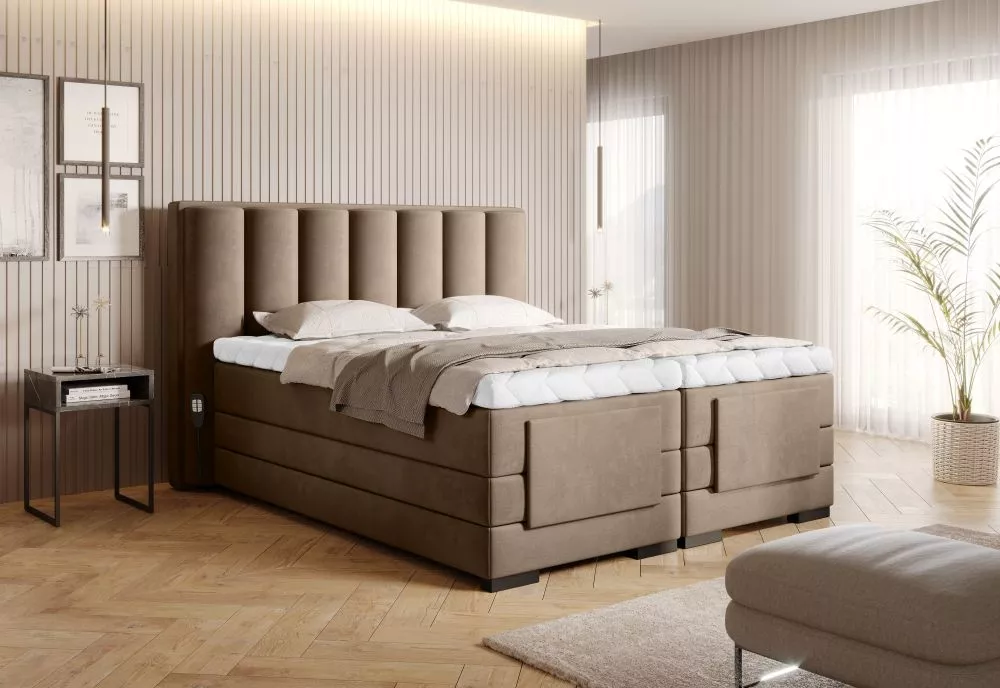 Gulta Veros Electric Boxspring Lux Standard Guļamvietas platums: 140 cm, Guļamvietas garums: 200 cm, · Brūns · 158 × 217