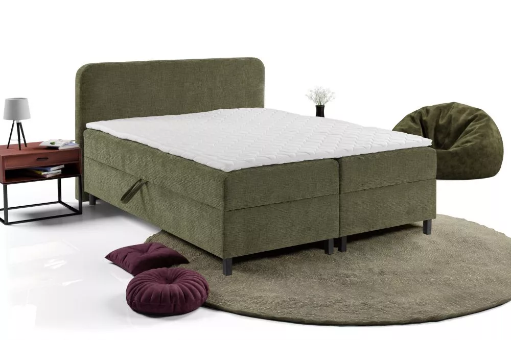 Gulta Viva Boxspring Standard Guļamvietas platums: 140 cm, Guļamvietas garums: 200 cm, · Olīvu · 145 × 210 × 104 cm