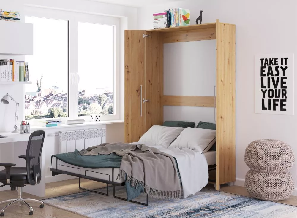 Gulta Teddy ar stelāžu Guļamvietas platums: 120 cm, Guļamvietas garums: 200 cm, · Ozols artisan · 42 × 135 × 216 cm