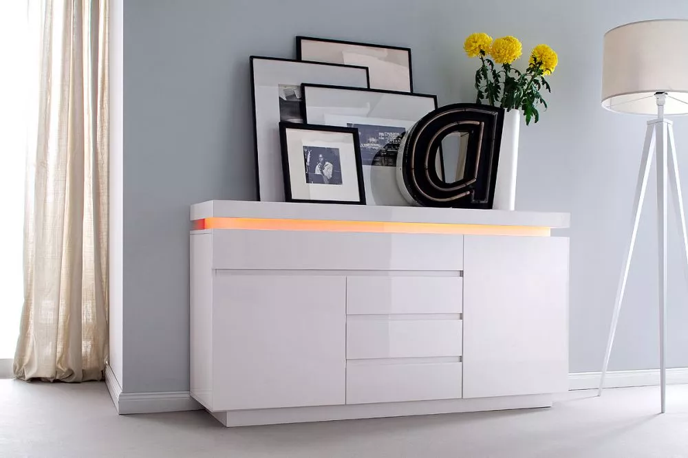 Kumode Ocean K2D4S ar LED · Balts · 150 × 40 × 81 cm