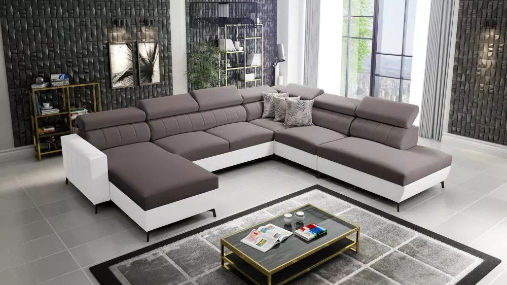 Dīvāns Baltico 9 Standard · Brūns + balts · 302 × 351 × 83 cm