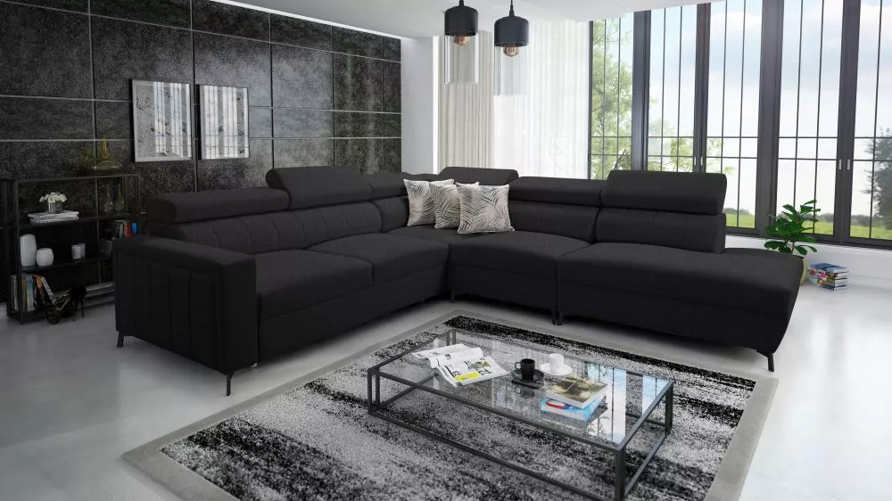 Dīvāns Baltico 8 Premium Standard · Melns · 275 × 302 × 83 cm