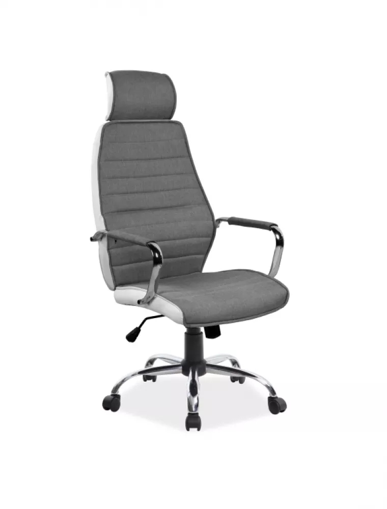 Datorkrēsls Q-035 · Tumši pelēks + balts · 59 × 52 × 121 cm