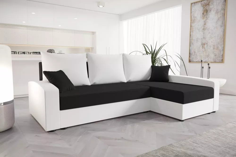 Dīvāns Chievo Standard · Melns + balts · 140 × 231 × 90 cm