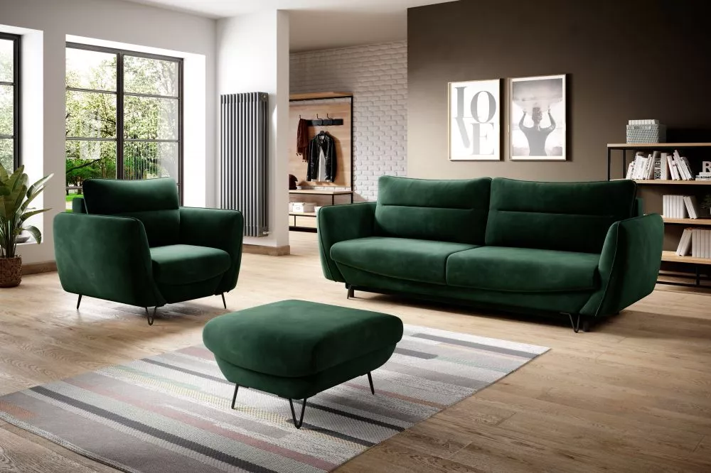 Komplekts Silva 3S+1S+P Premium Standard · Tumši zaļš · 95 × 236 × 90 cm