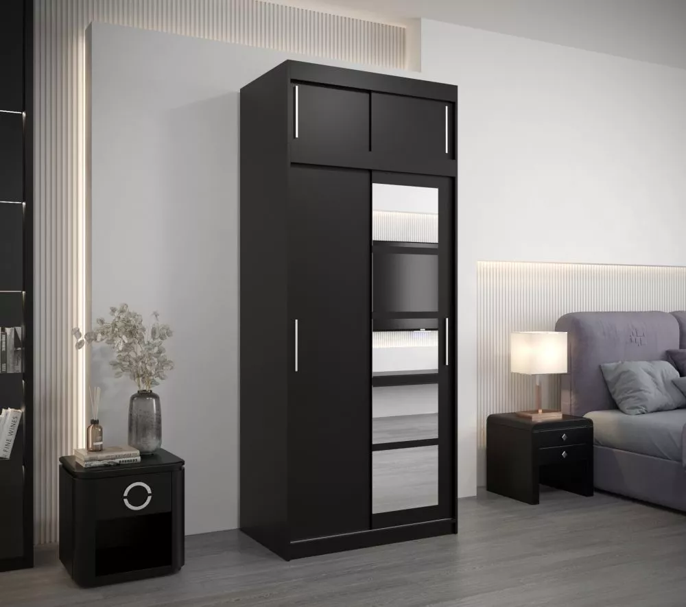 Skapis Roma 1 Premium · Melns · 100 × 62 × 240 cm