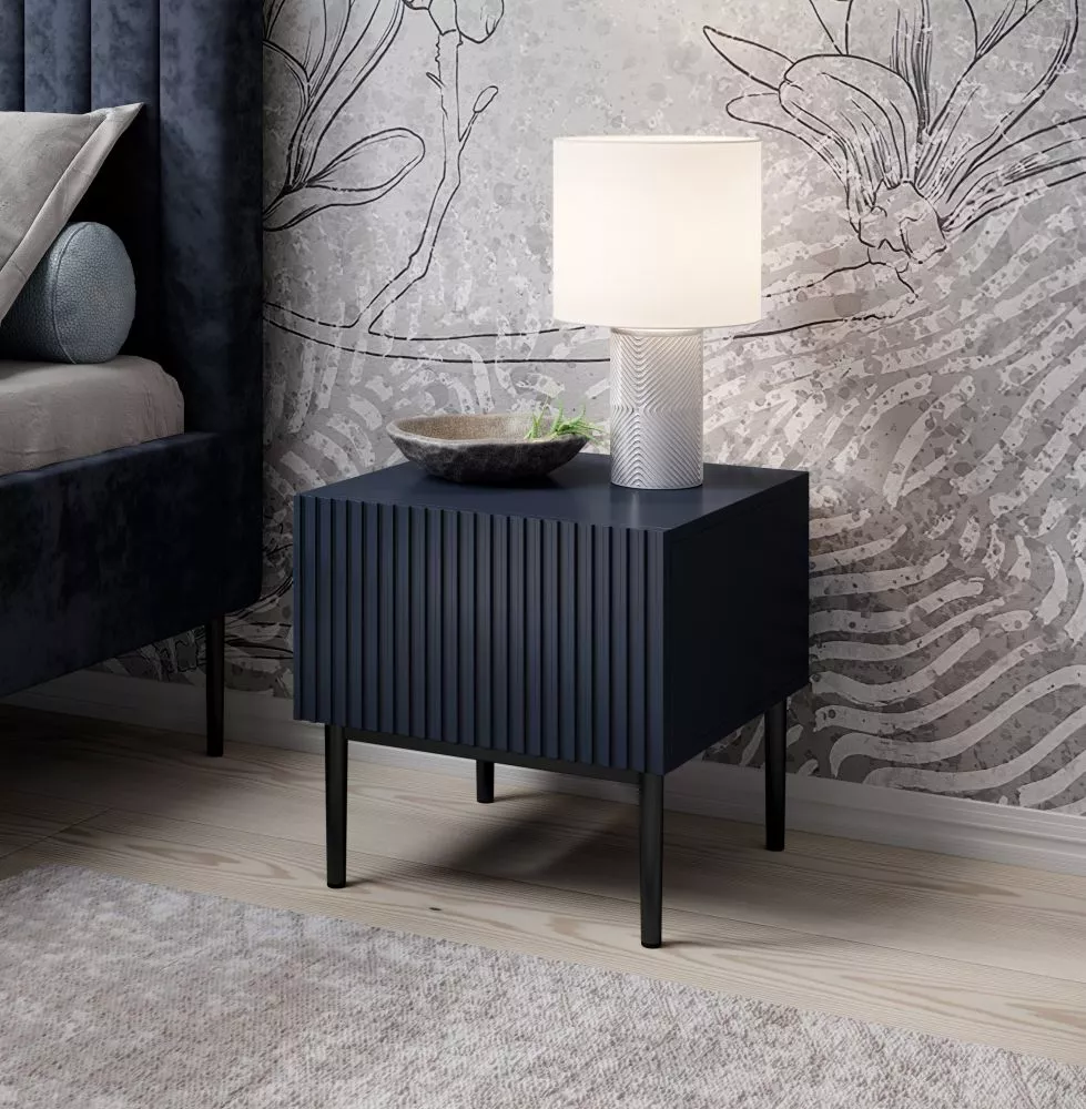 Naktsgaldiņš Nicole SN 46 1SZ Black Set · Zila · 46 × 45 × 45 cm