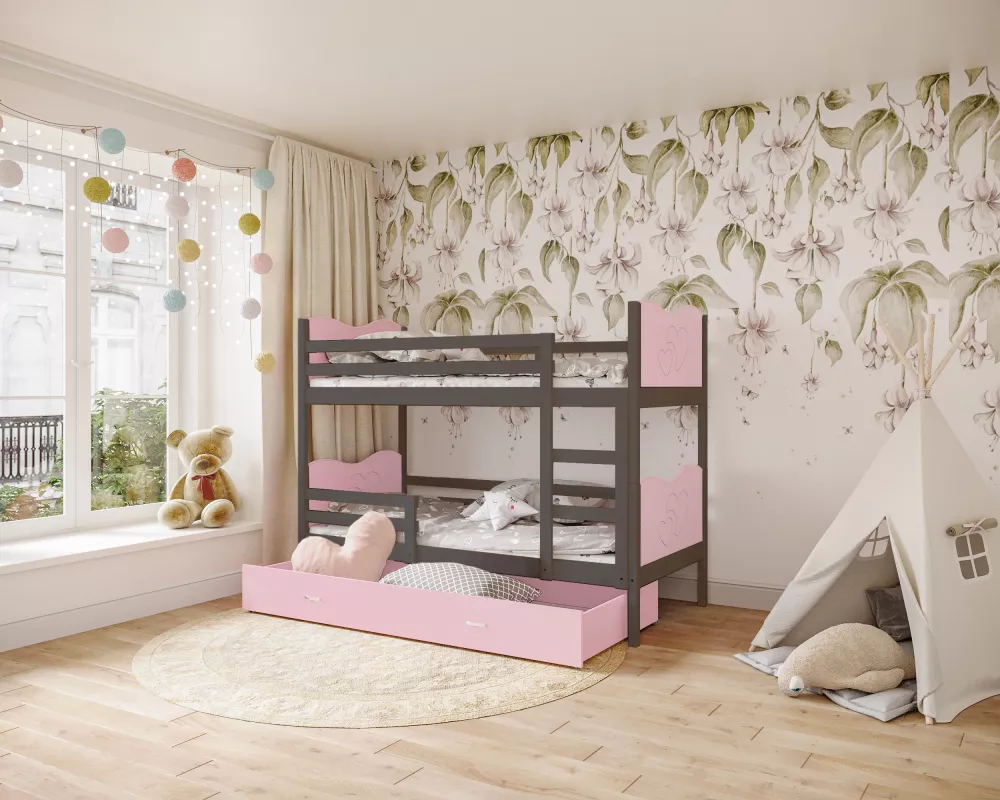 Bērnu gulta Max MDF 80x190 ar stelāžām Guļamvietas platums: 80 cm, Guļamvietas garums: 190 cm, · 86 × 198 × 158 cm