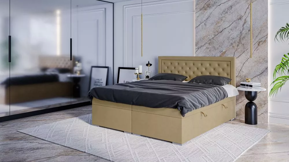 Gulta Glamour Premium Boxspring Standard Guļamvietas platums: 160 cm, Guļamvietas garums: 200 cm, · Gaiši brūns · 160 × 