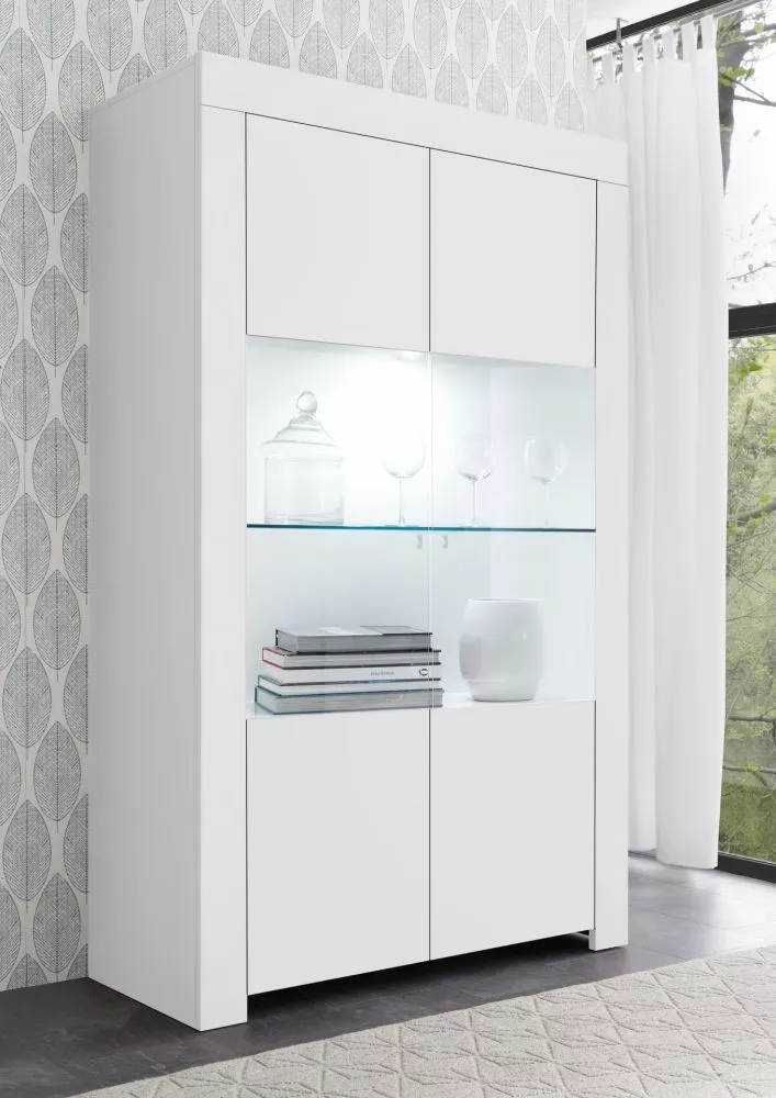 Sekcija Firenze 06 ar LED · Balts · 110 × 42 × 186 cm