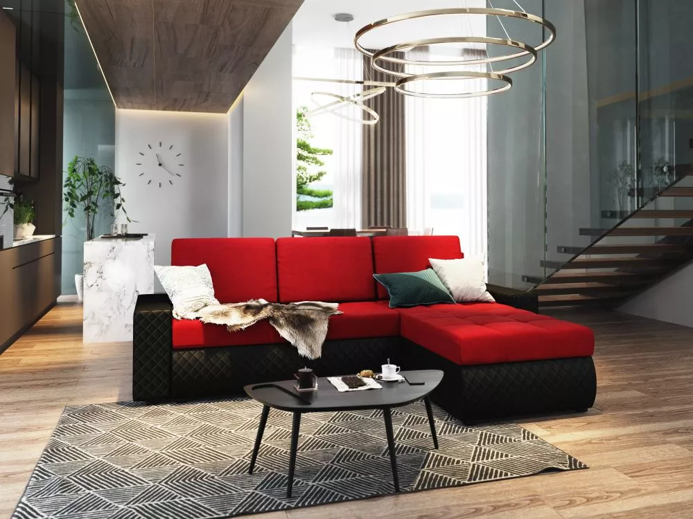 Dīvāns Bolt Bis Standard · Sarkans + melns · 148 × 250 × 85 cm