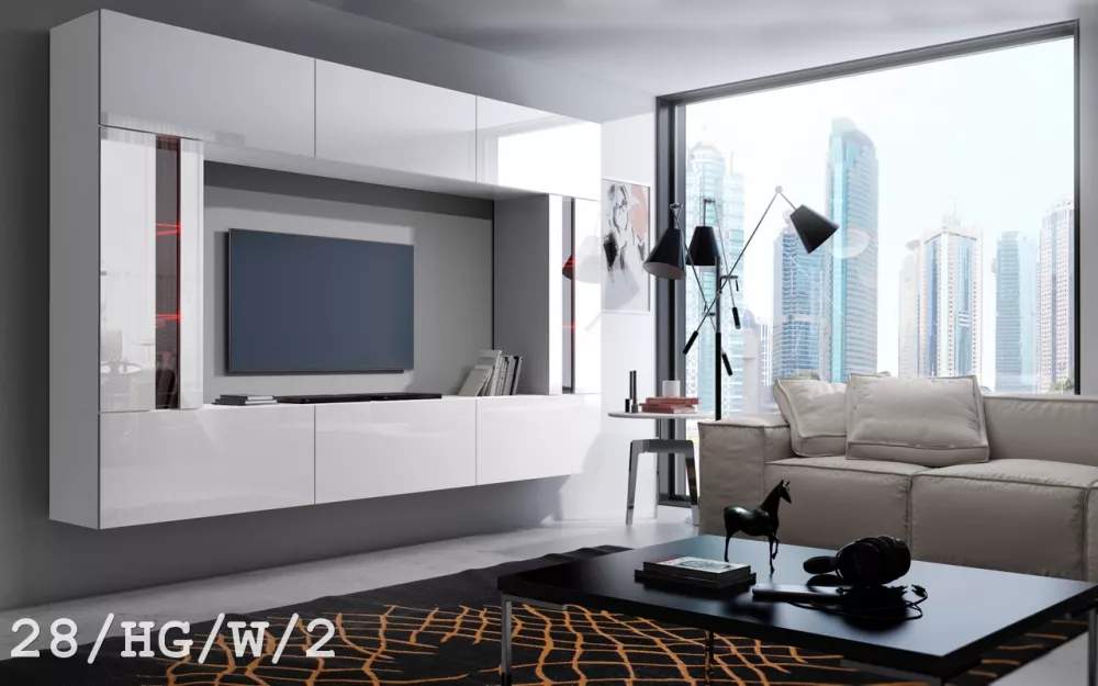Sekcija Concept 28 ar LED · Balts · 273 × 35 × 165 cm