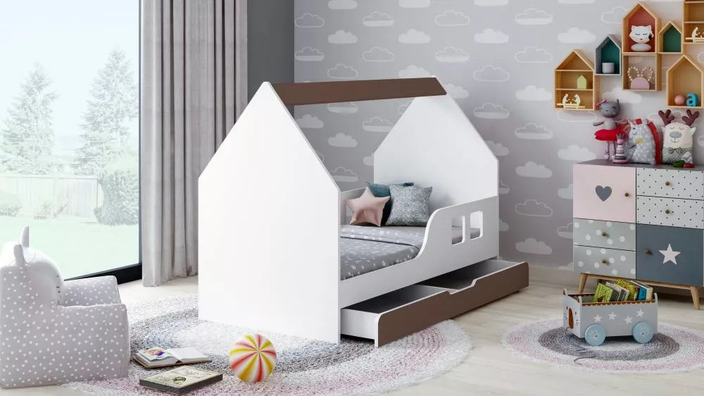 Bērnu gulta House 2 Comfort ar stelāžu Guļamvietas platums: 70 cm, Guļamvietas garums: 140 cm, · 74.5 × 145 × 106 cm