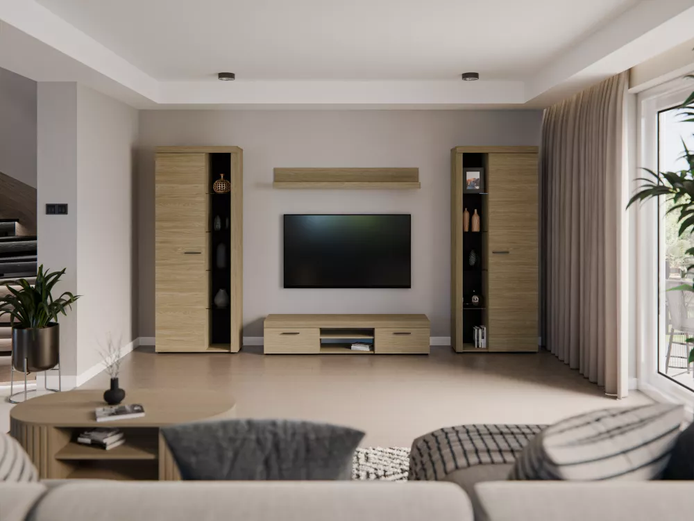 Sekcija Rumba XL ar LED Korpusa krāsa: ozols, · 300 × 40.3 × 190 cm