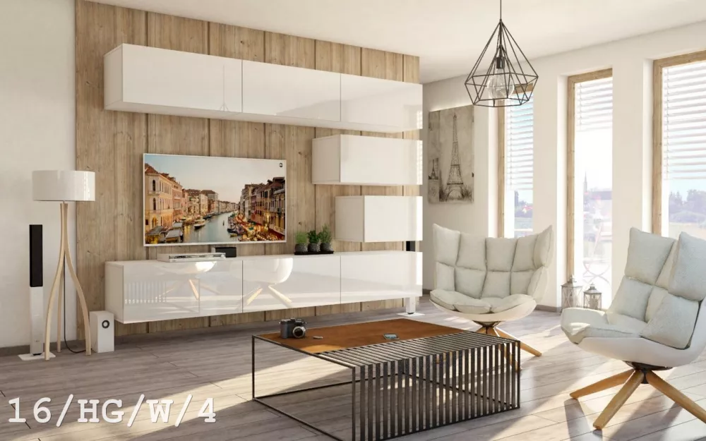Sekcija Concept 16 ar LED · Balts · 249 × 35 × 178 cm