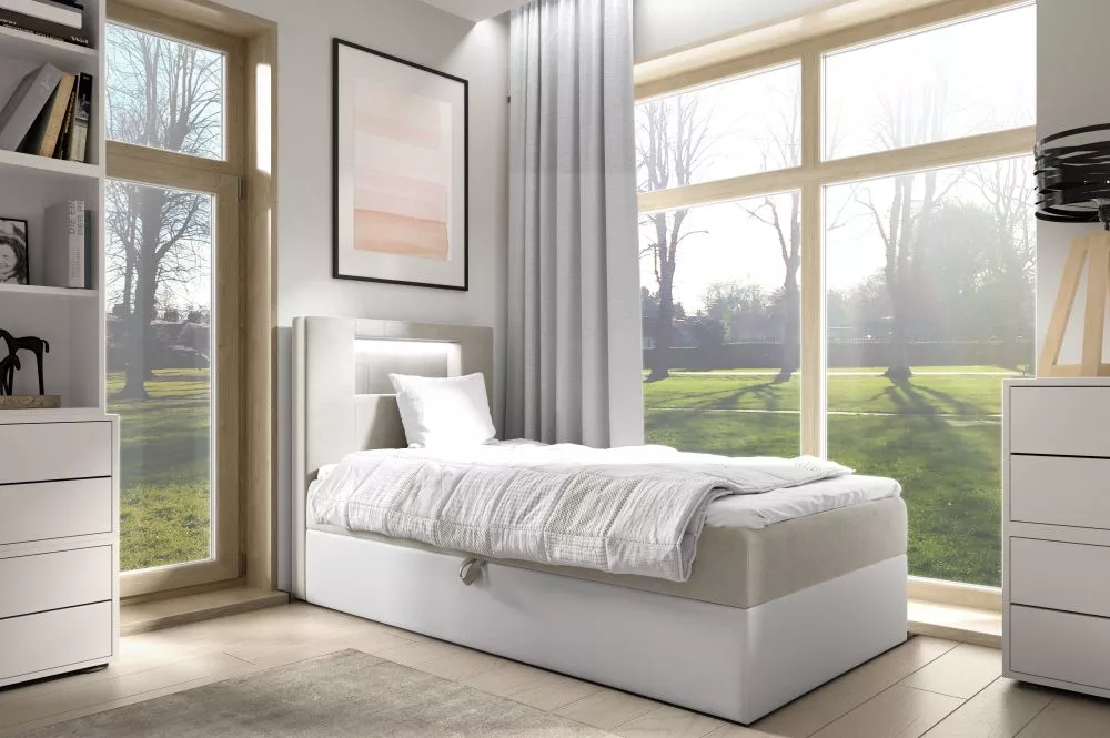 Gulta Gold 1 R Boxspring Standard ar LED Guļamvietas platums: 90 cm, Korpusa krāsa: balts, Guļamvietas garums: 200 cm, ·