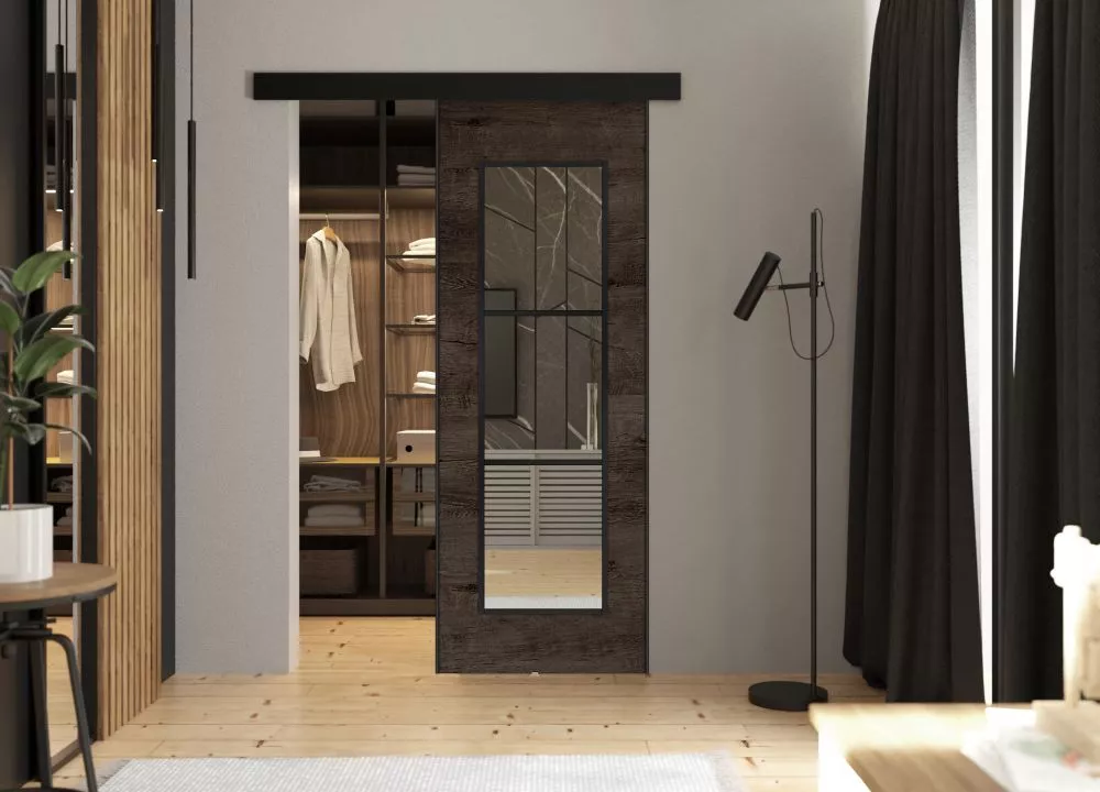 Bīdāmās durvis Tori Mirror · Tumšais osis · 66 × 205 cm