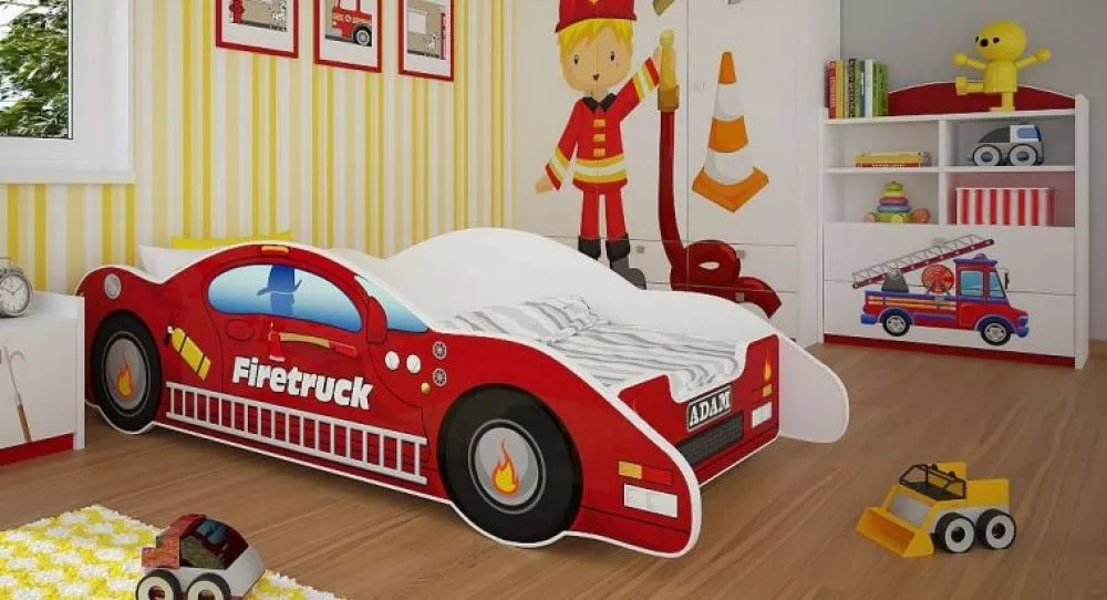 Bērnu gulta Auto Zenith Straz Pozarna ar stelāžu Guļamvietas platums: 80 cm, Guļamvietas garums: 160 cm, · Sarkans · 84 