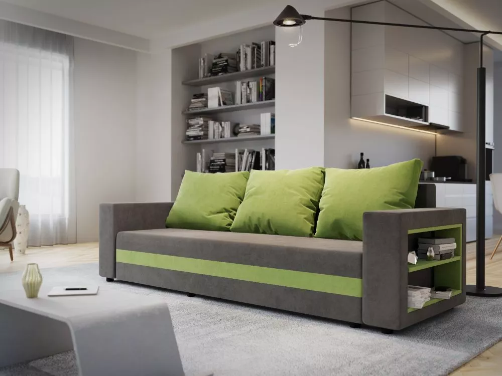 Dīvāns Sydney Sofa standard · Pelēks + zaļš · 90 × 245 × 90 cm