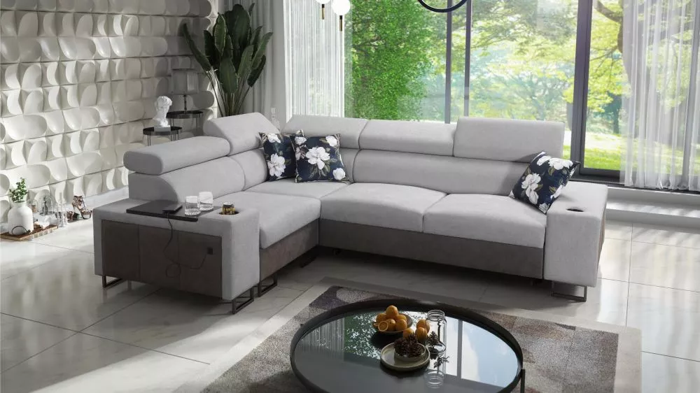 Dīvāns Melody 2 Premium Standard · Pelēks + grafīts · 205 × 282 × 84 cm