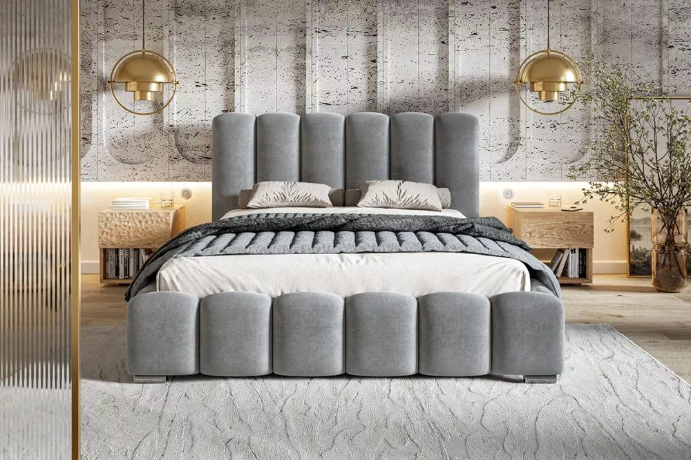 Gulta Bed 18 standard ar stelāžu Guļamvietas platums: 160 cm, Guļamvietas garums: 200 cm, stelāžas tips: koka, · Pelēks 