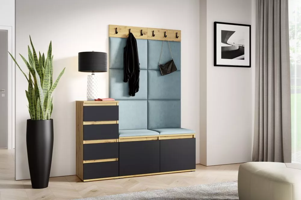Apavu plaukts Emi 34 Trinity Korpusa krāsa: ozols artisan + melns, · 130 × 184.5 × 40 cm