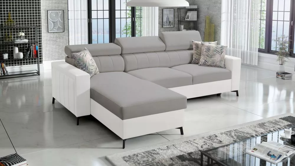 Dīvāns Baltico 1 Maxi Standard · Pelēks + balts · 183 × 267 × 83 cm