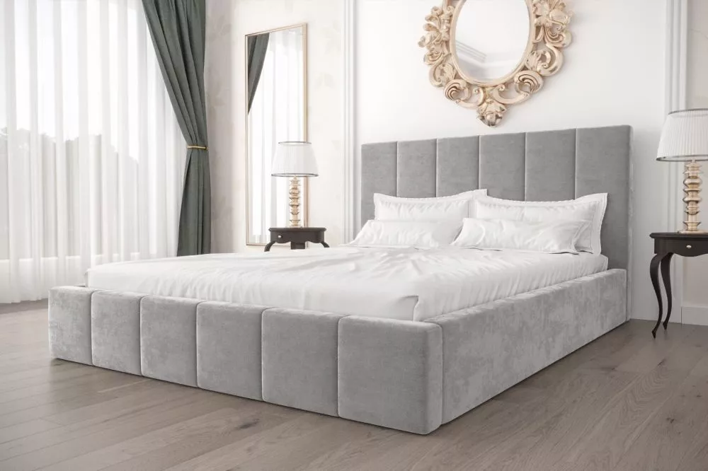 Gulta Rado Standard ar stelāžu Guļamvietas platums: 140 cm, Guļamvietas garums: 200 cm, stelāžas tips: koka, · Gaiši pel