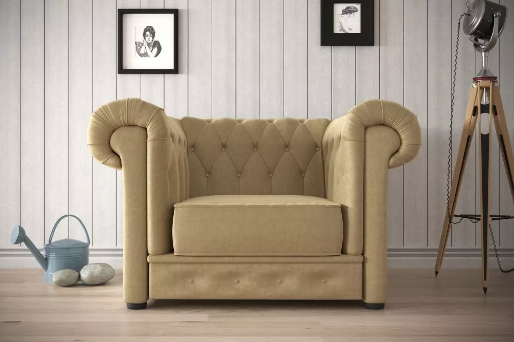 Mīksts krēsls Manchester 1S Velvet Standard Sēdvietas dziļums: 57 cm, · Brūns · 115 × 98 × 72 cm