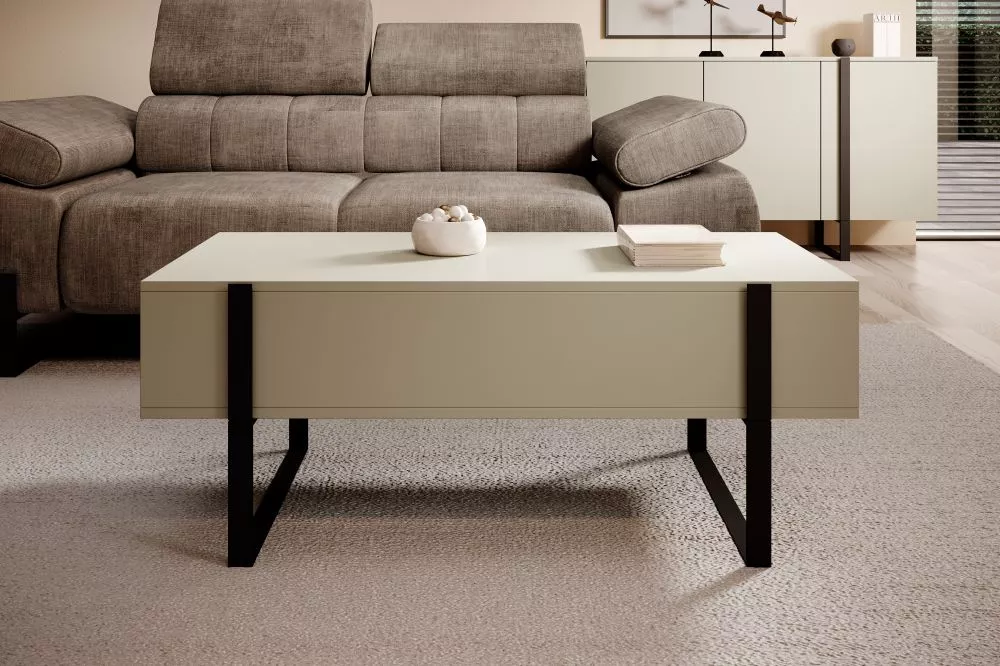 Žurnālgalds Verica L120 2SZ Black · Gaiši bēšs · 120 × 60 × 48 cm