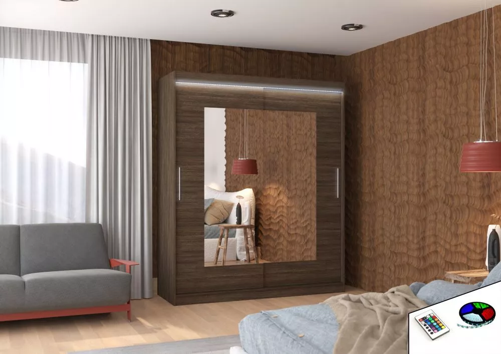 Skapis Rosette ar LED · Šokolādes · 180 × 58 × 200 cm