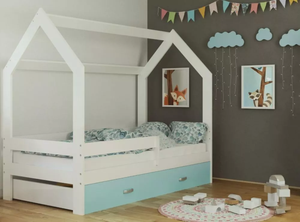 Bērnu gulta Domek D3 ar stelāžu Guļamvietas platums: 80 cm, Guļamvietas garums: 160 cm, · 87 × 164 × 144 cm
