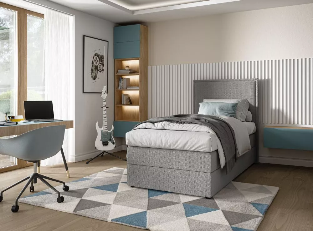 Gulta Baggio R Mini Boxspring Standard Guļamvietas platums: 80 cm, Guļamvietas garums: 200 cm, · Gaiši pelēks · 83 × 206