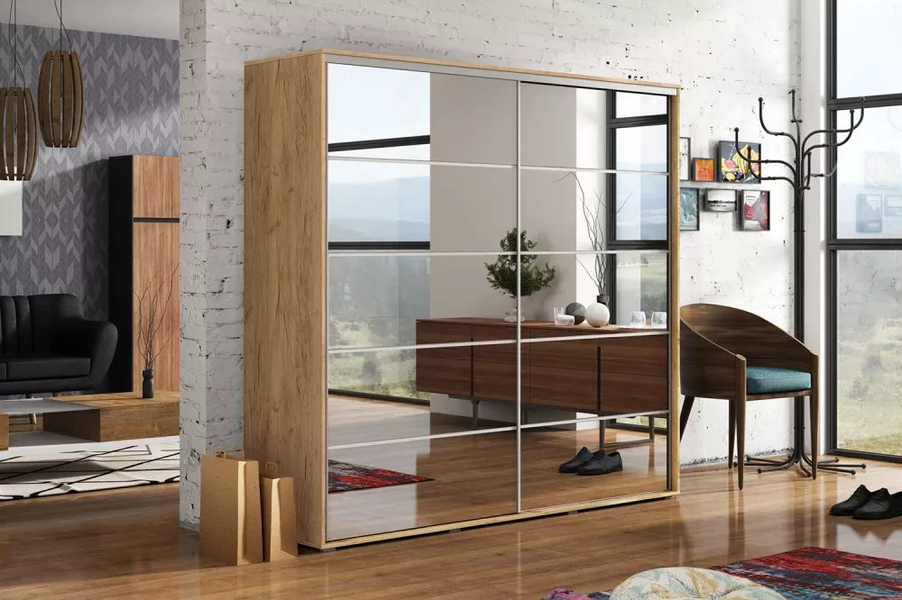 Skapis Modern A19 · Ozols craft zelts · 200 × 62 × 245 cm