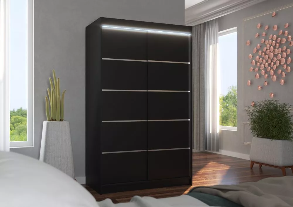 Skapis Benisso ar LED · Melns · 120 × 58 × 200 cm