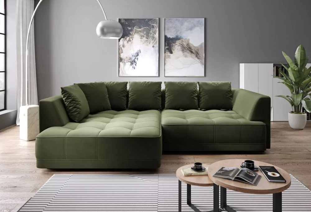 Dīvāns Tiga Premium Standard · Olīvu · 207 × 286 × 77 cm