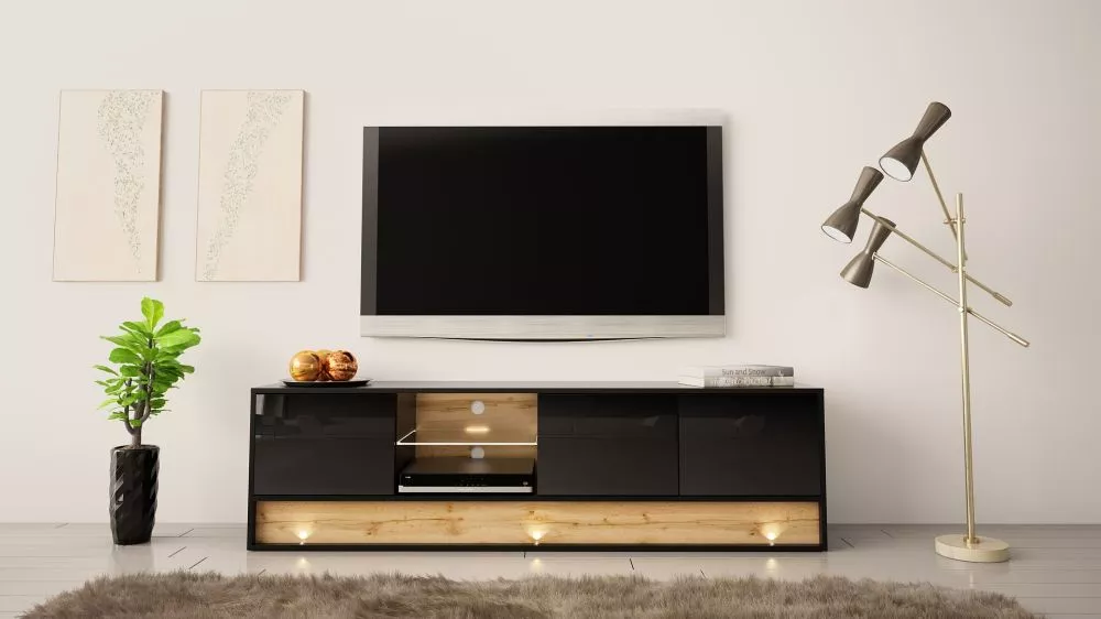 TV tumba Visionary RTV ar LED · 180 × 40 × 50.6 cm