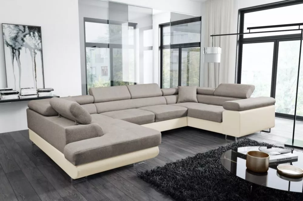 Dīvāns Antos Bis standard · Bēšs + krēms · 202 × 340 × 90 cm