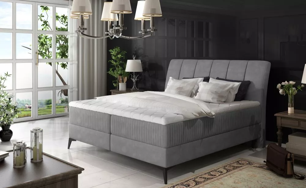 Gulta Aderito Boxspring Classic standard Guļamvietas platums: 160 cm, Guļamvietas garums: 200 cm, · Gaiši pelēks · 163 ×
