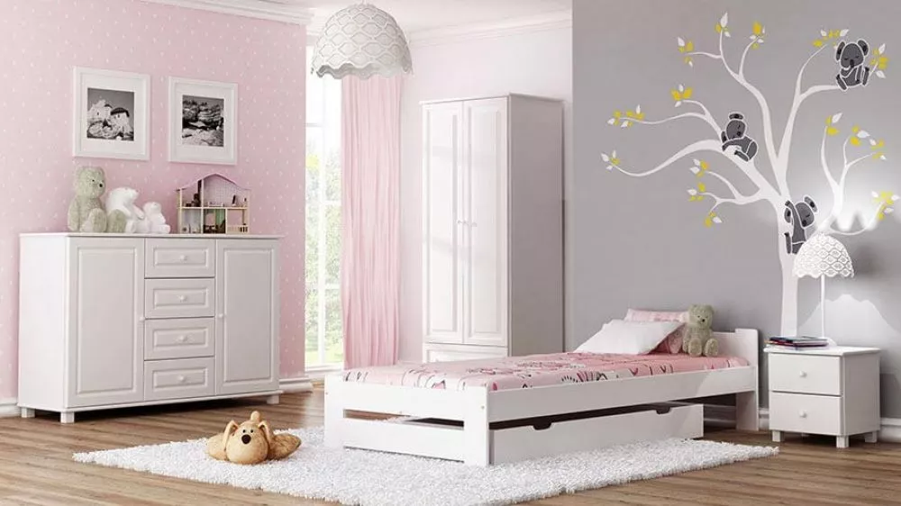 Gulta Niwa ar stelāžu Guļamvietas platums: 90 cm, Guļamvietas garums: 200 cm, · Balts · 98 × 207 × 50 cm