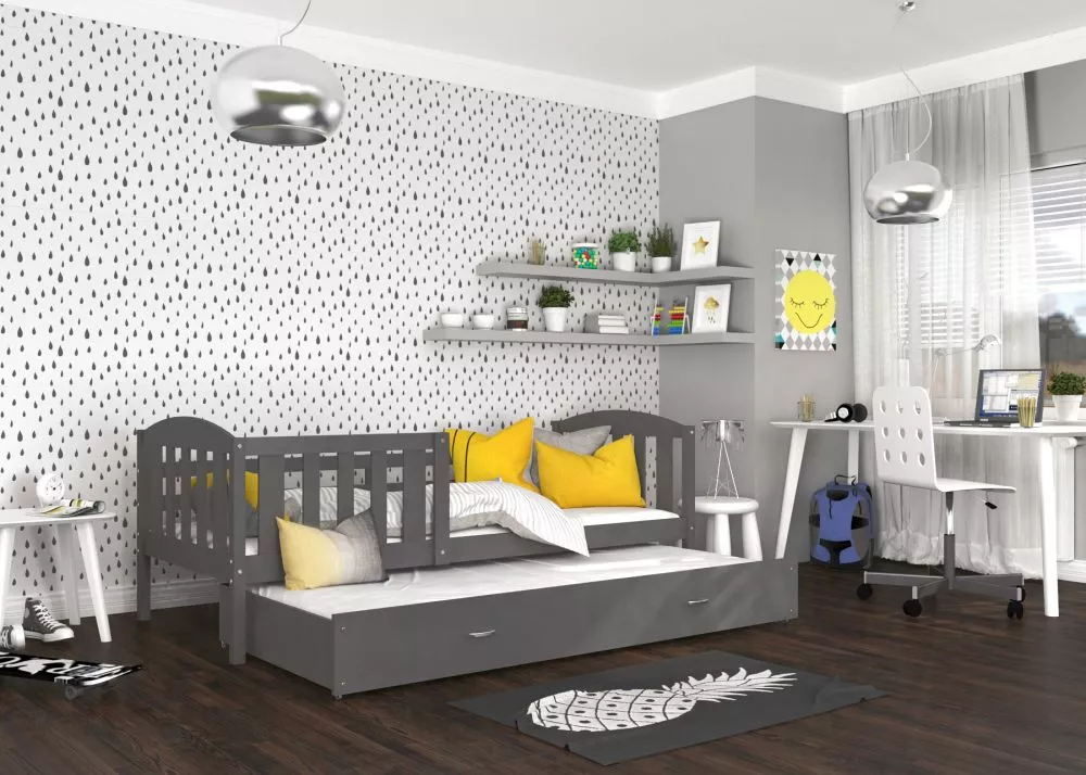 Bērnu gulta Kubus P2 MDF 80x190 ar stelāžām Guļamvietas platums: 80 cm, Guļamvietas garums: 190 cm, · 86 × 198 × 74 cm