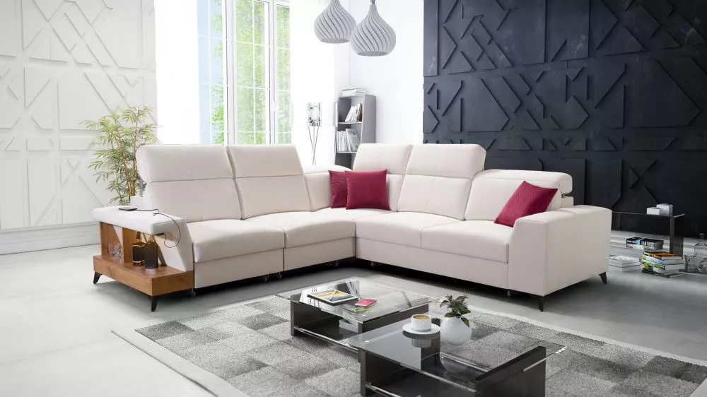 Dīvāns Belutti 3 Lancelot Standard ar LED · Krēma · 288 × 288 × 84 cm