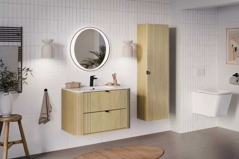 Vannas istabas komplekts Ovalia Cremona 3 ar LED · Ozols kremona · 160 × 46 cm
