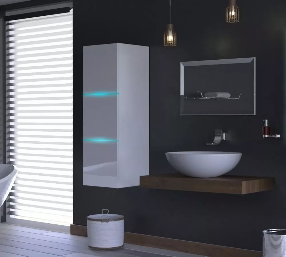 Vannas istabas komplekts Alius 7 ar LED · Balts · 110 × 30 cm