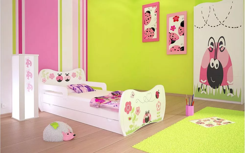 Bērnu gulta Dream L02 140x70 DM08 ar stelāžu Guļamvietas platums: 70 cm, Guļamvietas garums: 140 cm, · 94 × 144 × 71 cm